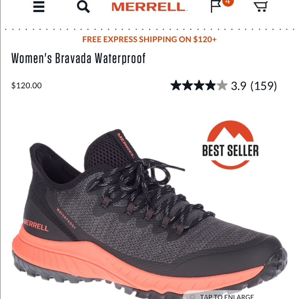 Merrell Bravada waterproof trail runner sz9.5
